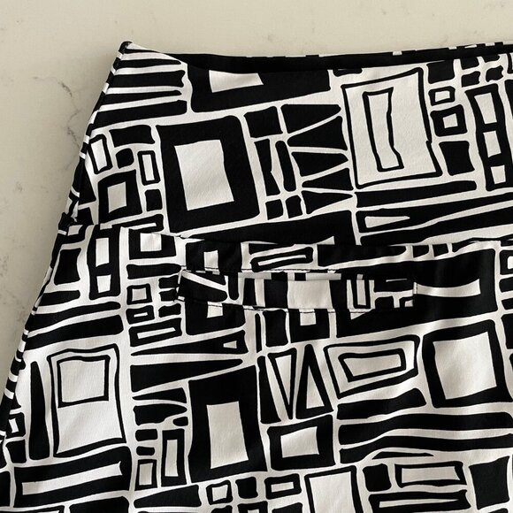 Reversible Pull On Golf Pickleball Mini Skirt Abstract Print/Solid Blk Wht S - Picture 9 of 11